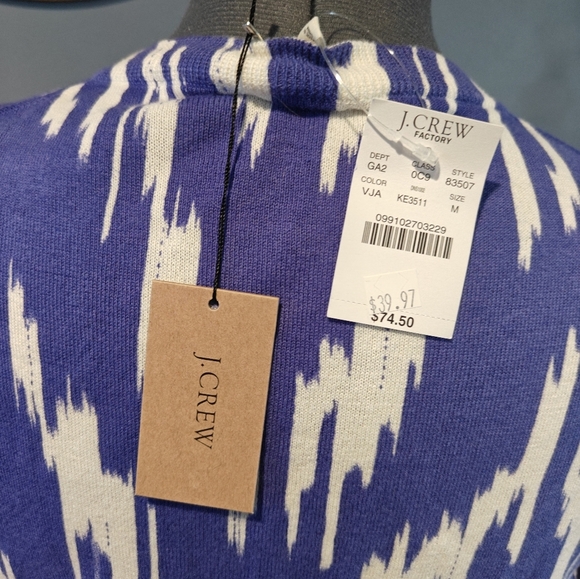 🤍❗NWT J. CREW Purple and White Aztec Detail Light Button Up Sweater Size Medium - Picture 3 of 4